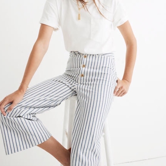 Madewell Pants - NWT Madewell Emmet Wide Leg Crop Pants in Stripe.